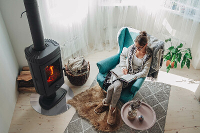 Plaque de sol ronde en verre cheminée Couleur grise