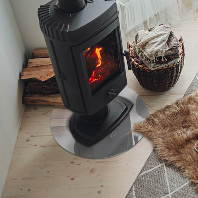 Plaque de sol ronde en verre cheminée Couleur grise