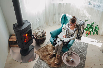 Plaque ronde en verre pour poêle Couleur marron clair