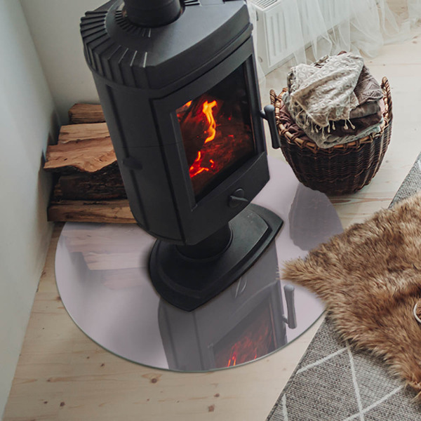 Plaque verre ronde sous poêle Couleur violet clair