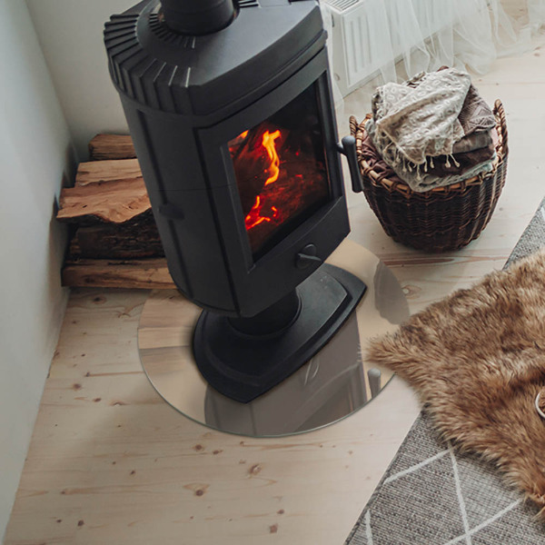 Plaque de sol ronde en verre cheminée Couleur beige