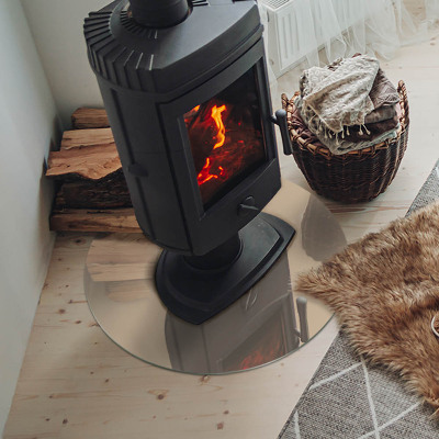 Plaque de sol ronde en verre cheminée Couleur beige