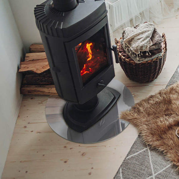 Plaque de sol ronde en verre cheminée Couleur gris clair