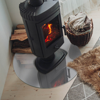 Plaque de sol ronde en verre cheminée Couleur gris clair