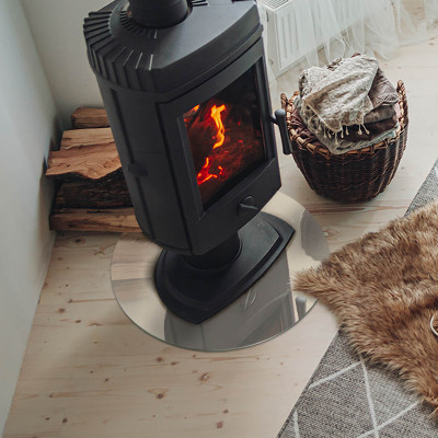 Plaque ronde en verre pour poêle Couleur beige