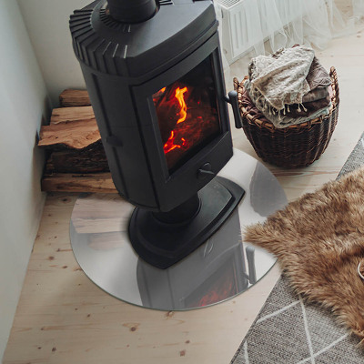 Plaque verre ronde sous poêle Couleur grise