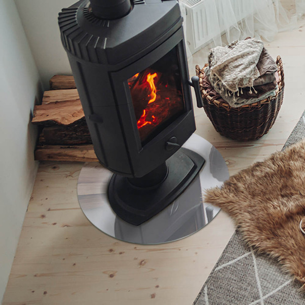 Plaque ronde en verre pour poêle Couleur blanche