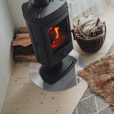 Plaque ronde en verre pour poêle Couleur blanche