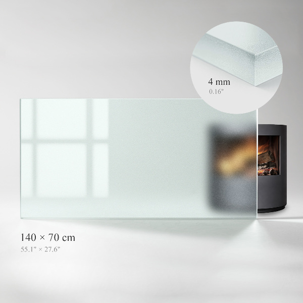 Plaque verre devant cheminée rectangulaire Avec effet visuel givré