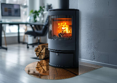 Plaque demi-ovale en verre pour poêle Bois en coupe transversale avec grain naturel