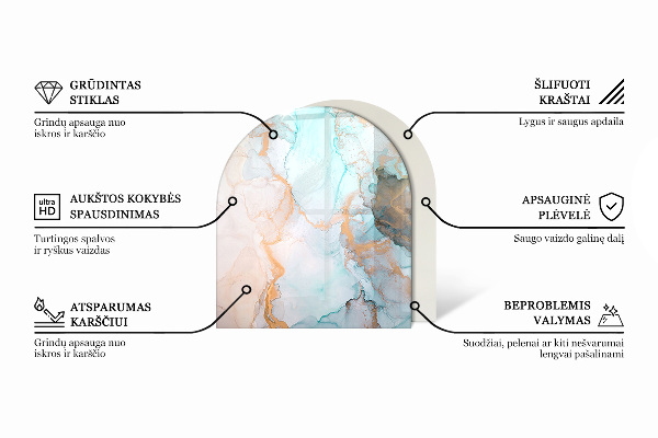 Plaque de sol demi-ovale en verre Géométrie en trois dimensions