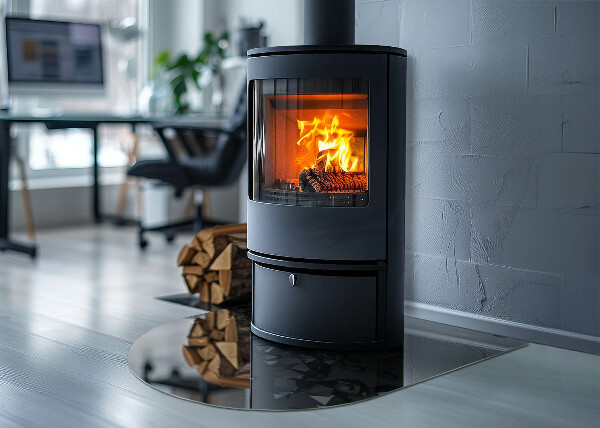 Plaque demi-ovale en verre pour poêle Formes de nuages ​​abstraites dans les solides