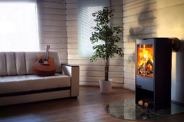 Plaque demi-ovale en verre pour poêle Formes de nuages ​​abstraites dans les solides