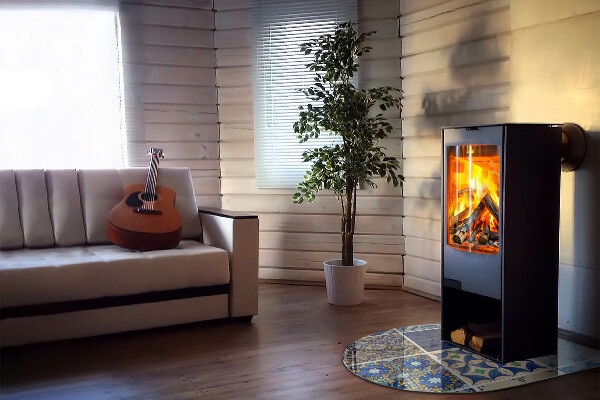 Plaque demi-ovale en verre pour poêle Motifs en céramique en arrière-plan