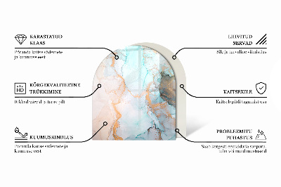 Plaque verre demi-ronde cheminée Accents de marbre aux veinures délicates