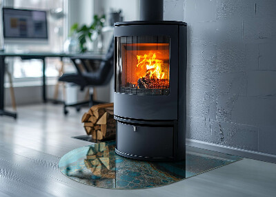 Plaque de sol demi-ovale en verre Motif organique dans un style abstrait