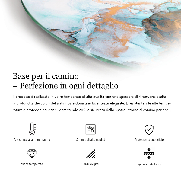 Plaque de sol demi-ovale en verre Motif organique dans un style abstrait