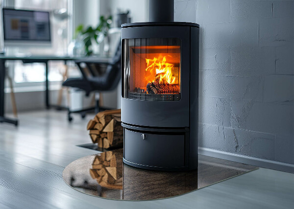 Plaque de sol demi-ovale en verre Motif en bois de pin