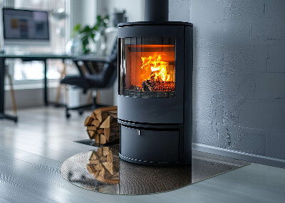 Plaque demi-ovale en verre pour poêle Motif en acier perforé