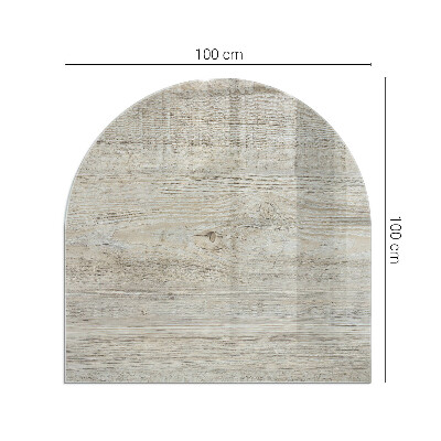 Plaque de sol demi-ovale en verre Motif bois clair naturel