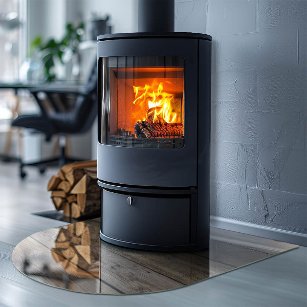 Plaque demi-ovale en verre pour poêle Mosaïque en bois dans l'agencement