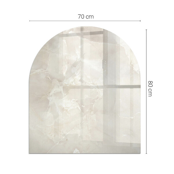 Plaque demi-ovale en verre pour poêle Motif organique en marbre