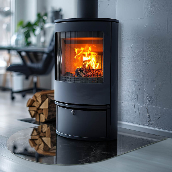 Plaque de sol demi-ovale en verre Motif marbre élégant