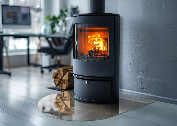 Plaque verre demi-ronde cheminée Motif de pierre inspiré par la nature