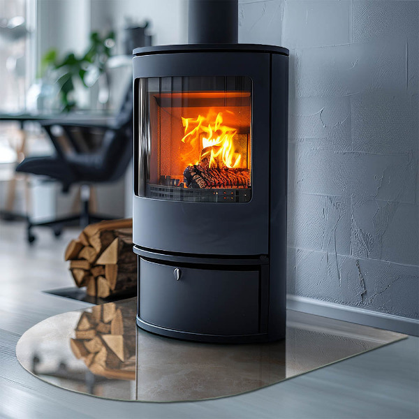 Plaque verre demi-ronde cheminée Motif de pierre inspiré par la nature