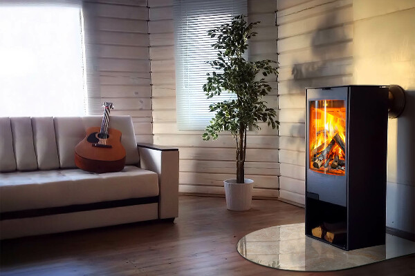 Plaque verre demi-ronde cheminée Motif de pierre inspiré par la nature