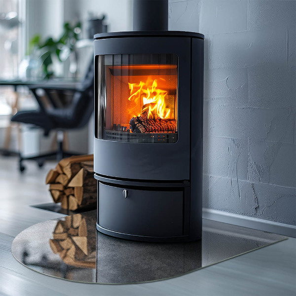 Plaque demi-ovale en verre pour poêle Modèle de structure brute