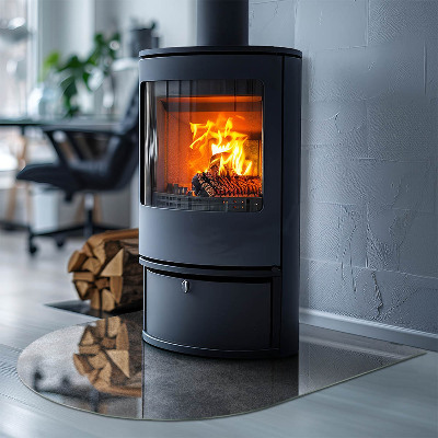 Plaque demi-ovale en verre pour poêle Modèle de structure brute