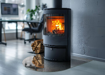 Plaque demi-ovale en verre pour poêle Motif abstrait aux textures variées