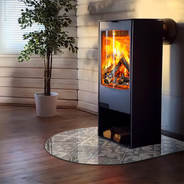 Plaque verre demi-ronde cheminée Agencement des décorations en mosaïque