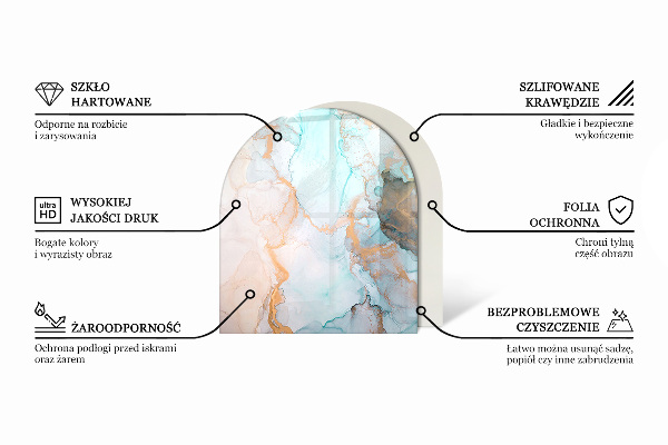 Plaque demi-ovale en verre pour poêle Motif mosaïque avec accents floraux