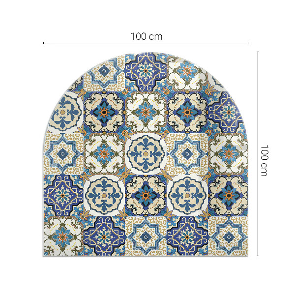 Plaque demi-ovale en verre pour poêle Motif mosaïque avec accents floraux