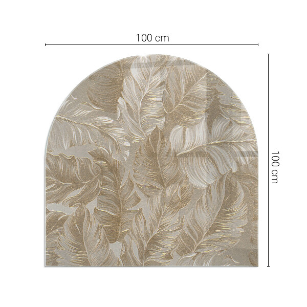Plaque demi-ovale en verre pour poêle Motifs de feuilles délicats