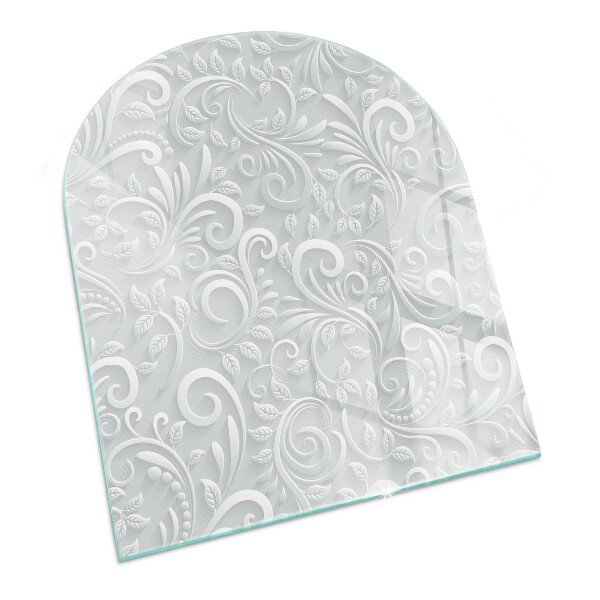 Plaque demi-ovale en verre pour poêle Motif végétal élégant