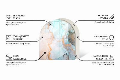 Plaque demi-ovale en verre pour poêle Abstraction géométrique des formes