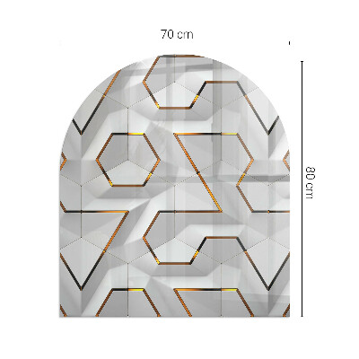 Plaque demi-ovale en verre pour poêle Motif de formes tridimensionnelles