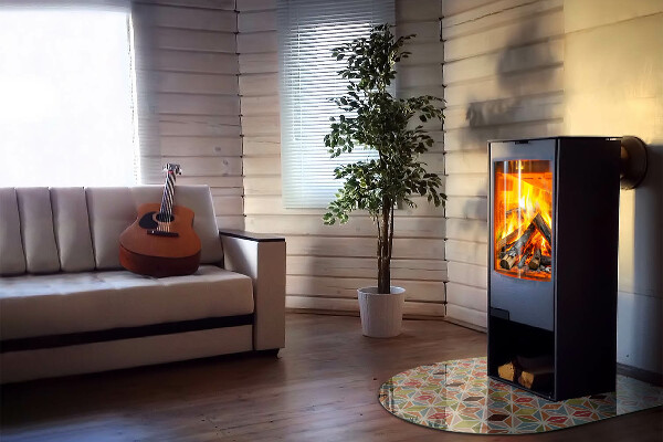 Plaque demi-ovale en verre pour poêle Motifs polygonaux sur le web