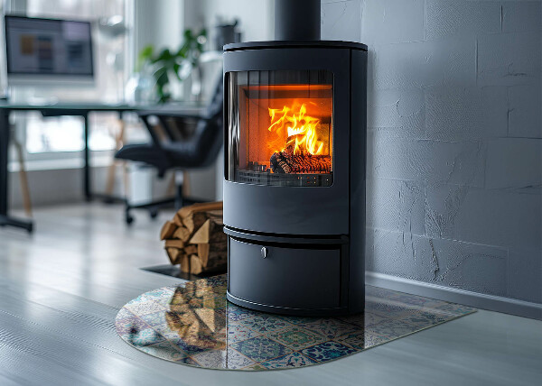 Plaque de sol demi-ovale en verre Motifs décoratifs en mosaïque