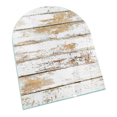 Plaque de sol demi-ovale en verre Planche en bois rouillée