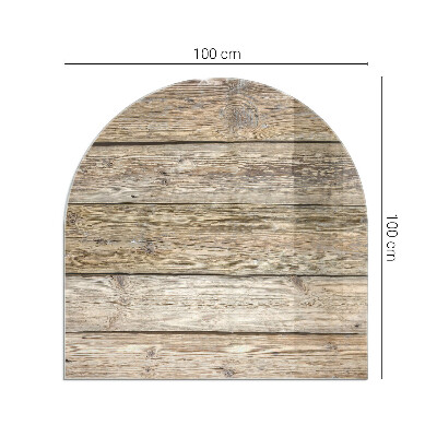 Plaque verre demi-ronde cheminée Grain de bois dans un style naturel