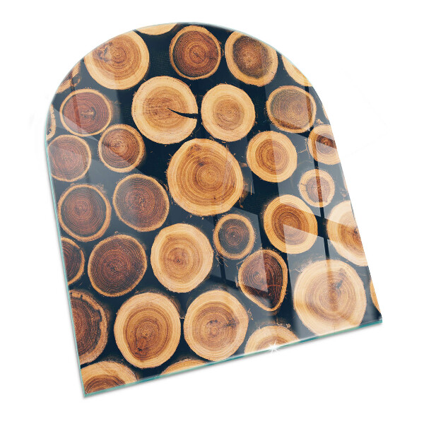 Plaque verre demi-ronde cheminée Boîte à cadre en bois