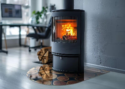 Plaque verre demi-ronde cheminée Boîte à cadre en bois