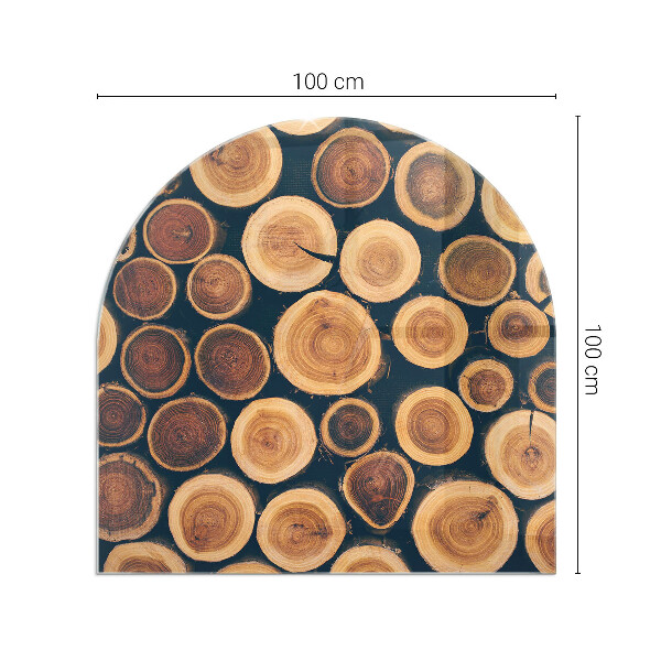 Plaque verre demi-ronde cheminée Boîte à cadre en bois