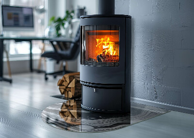 Plaque de sol demi-ovale en verre Motifs abstraits ondulés et linéaires