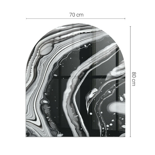 Plaque de sol demi-ovale en verre Motifs abstraits ondulés et linéaires