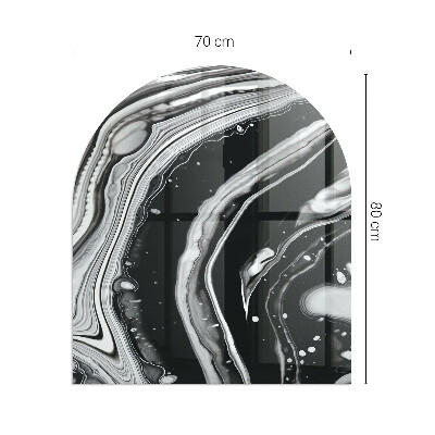 Plaque de sol demi-ovale en verre Motifs abstraits ondulés et linéaires